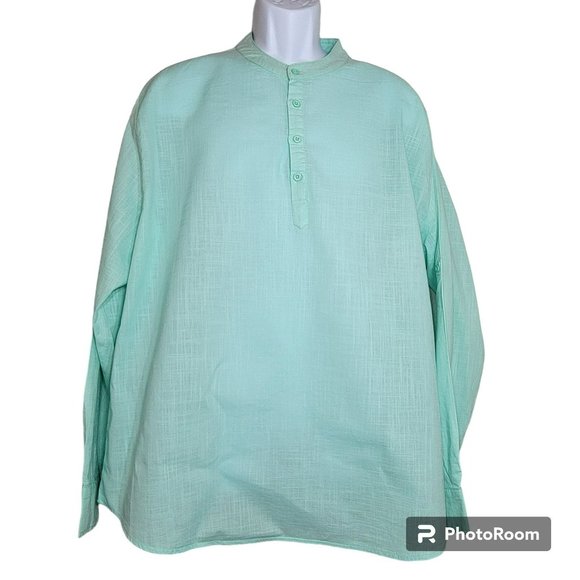 Coof Andy Tunic Shirt, Men 3XL, Mint Green,Cotton, Long Sleeve, Lightweight, EUC - Picture 3 of 13